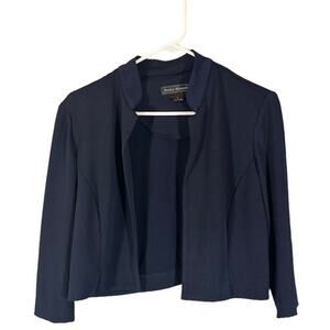 Jessica Howard Navy Blue Long Sleeve Opened Front Mock Neck Shrub Women Sz 6